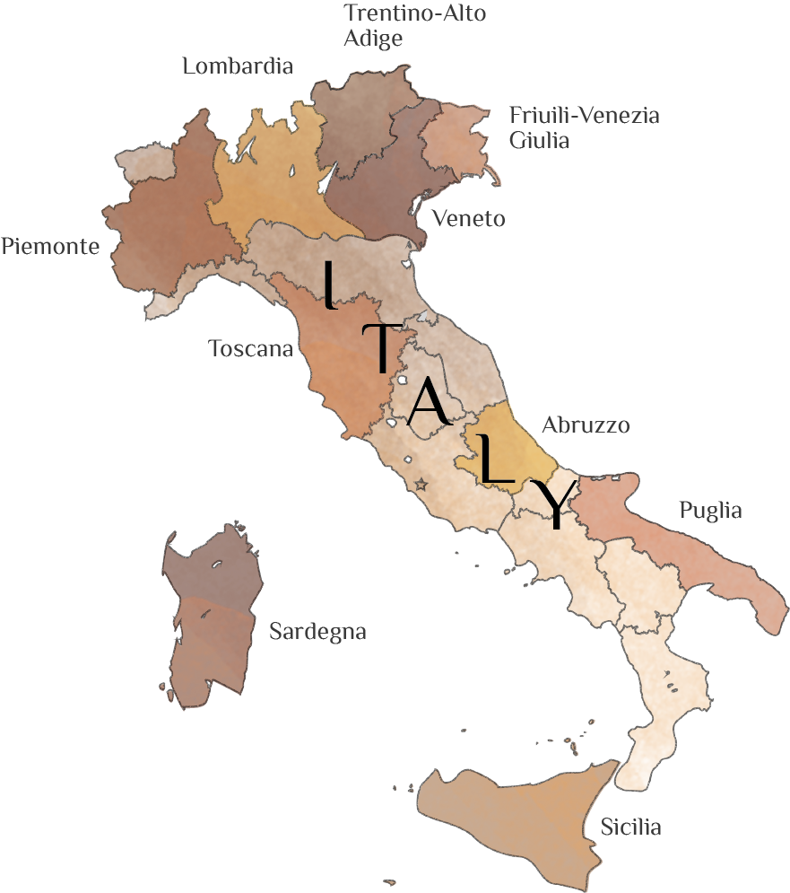 Map of Key Italian Wine Regions.